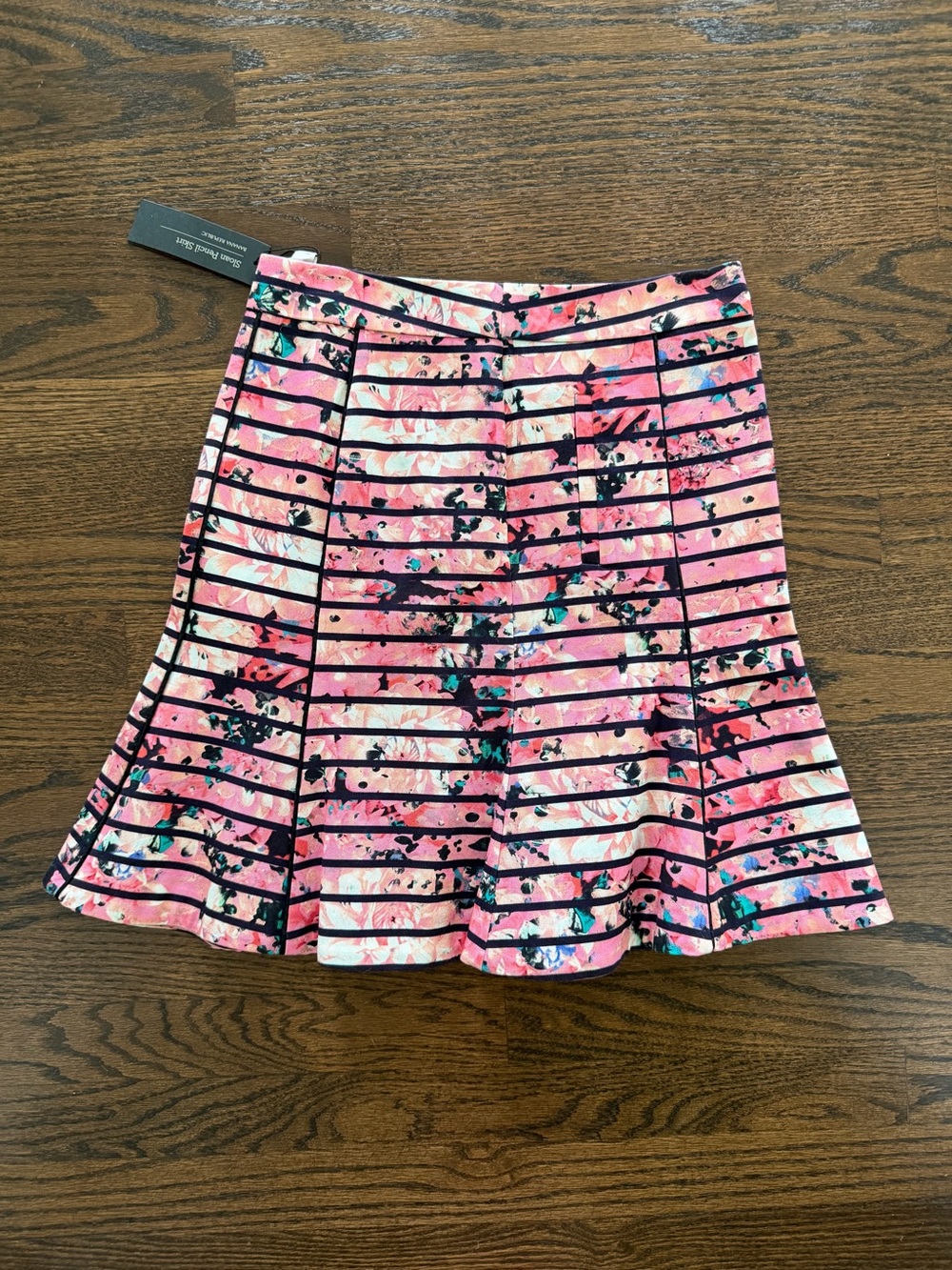 Banana Republic Pink Floral Stripe Pencil Skirt